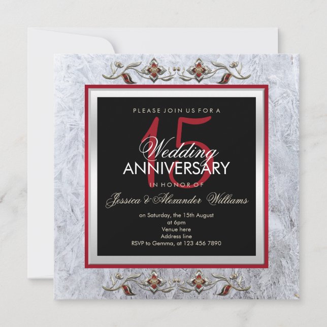 Invitation Classe Cristal & Pierres Précieuses 15e Anniversai (Devant)