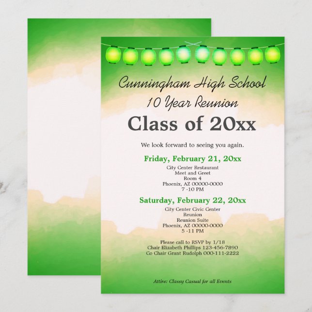 Invitation Classe d'aquarelle verte Réunion Modèle (Devant / Derrière)