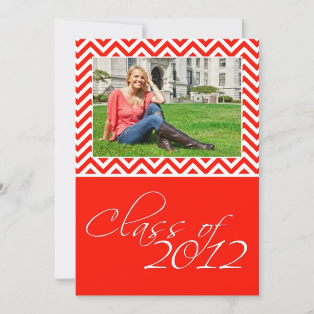 Invitation Classe de 2012 Red Chevron SCROLL DOWN pour 2013 (Devant)