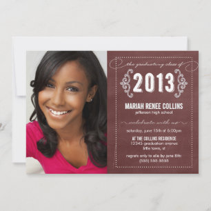 Invitation Classe de 2013 Chalkboard Graduation Photo Invitat