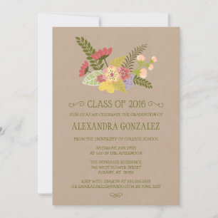 Invitation Classe de 2016 kraft floral bunch graduation party