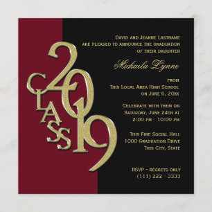 Invitation Classe de 2019 Couleur Choice Graduation en Or