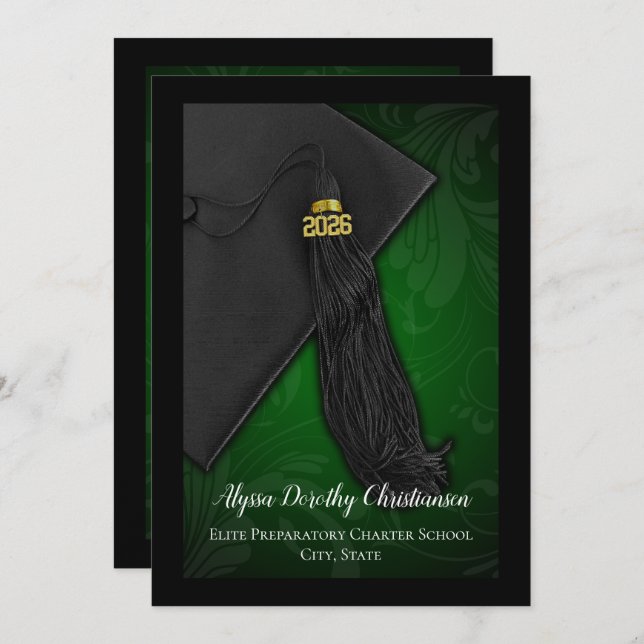 Invitation Classe de 2019 Green Tassel College (Devant / Derrière)