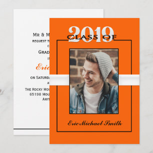 Invitation Classe de 2019 Orange & Black Graduation Party