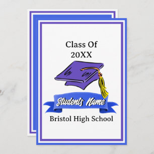 Invitation Classe de 2023 Blue and White Graduation Party