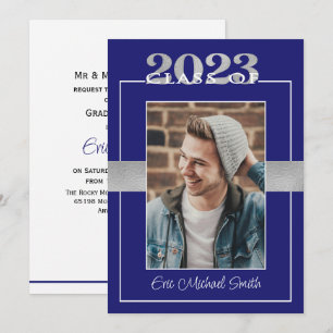 Invitation Classe de 2023 Blue & Silver Graduation Party