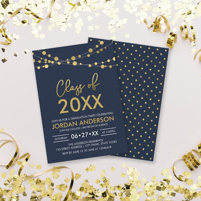 Invitation Classe de 2023 Chaînes de lumière de la fête de gr (Créateur téléchargé)