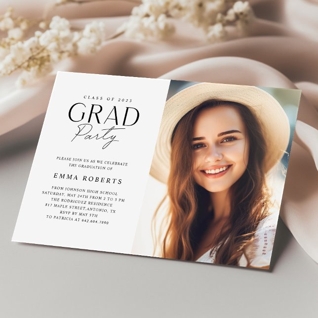 Invitation Classe de 2023 Elégant Photo College Graduation (Créateur téléchargé)