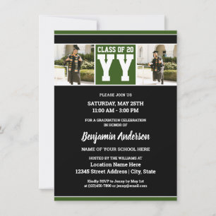 Invitation Classe de 2023 Forest Green Graduation Photo