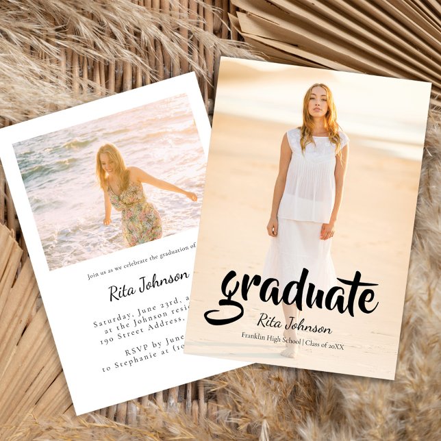Invitation Classe de 2023 Grad Photo Lycée Grad Graduation (Class of 2023 Grad Photo High School Graduation Invitation)