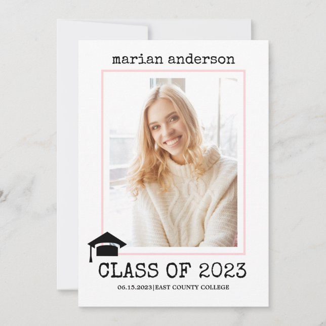 Invitation Classe de 2023 machine à écrire photo de graduatio (Devant)