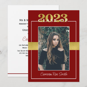 Invitation Classe de 2023 Maroon & Gold Graduation Party