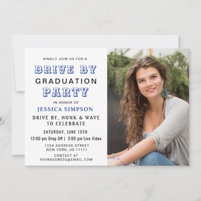 Invitation Classe de 2024 DRIVE BY PHOTO Graduation Party (Devant)