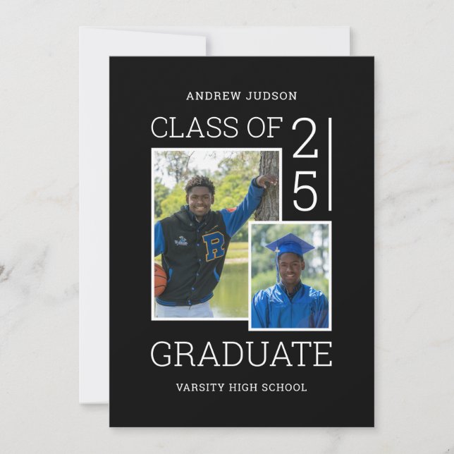 Invitation Classe De 2024 Photo Bio Black & White Open House (Devant)