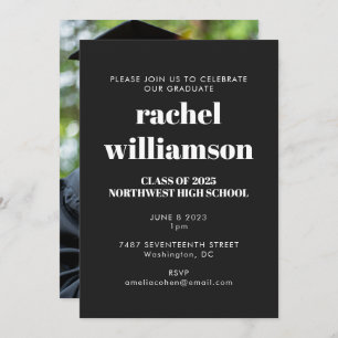 Invitation Classe de 2024 Photo Graduation Party Black White