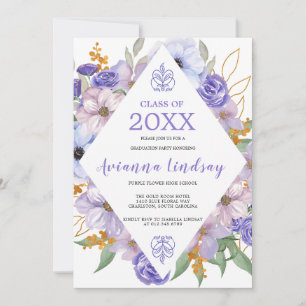 Invitation Classe de 2024 Purple Floral Graduation
