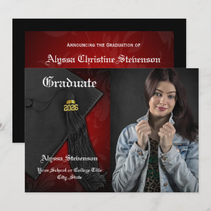 Invitation Classe de 2024 Red Tassel Photo Graduation