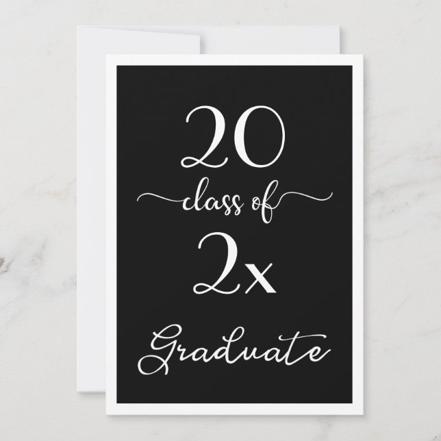 Invitation Classe De 2025 Chic Black White Graduation Party (Devant)