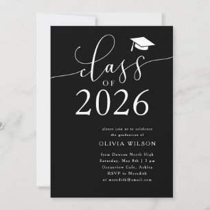 Invitation Classe de 2025 Gold and Black Graduation Party