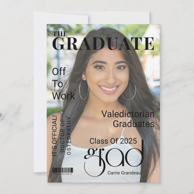Invitation Classe de 2025 Magazine Couverture Photo Graduatio (Devant)
