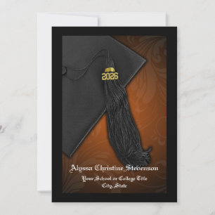 Invitation Classe de 2025 Orange Tassel Diplôme Dignifié