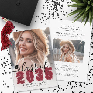 Invitation Classe De 2025 Red Graduate Photo Graduation