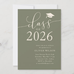 Invitation Classe de 2025 Script Sage Green Graduation Party