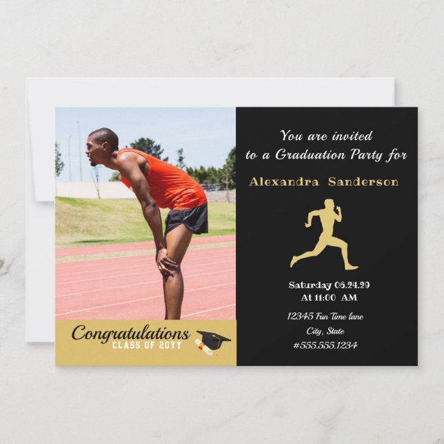 Invitation Classe de coureur de piste de la fête de graduatio (Devant)