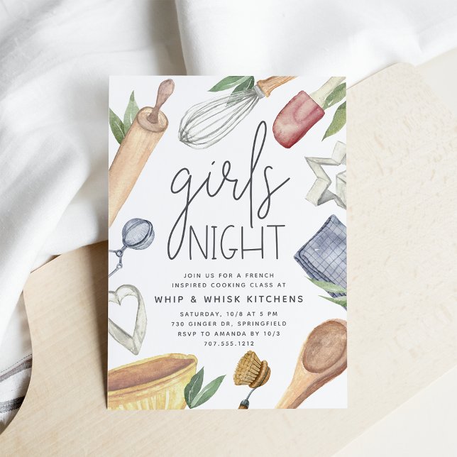 Invitation Classe de Cuisine Night Out Night Girls (Créateur téléchargé)