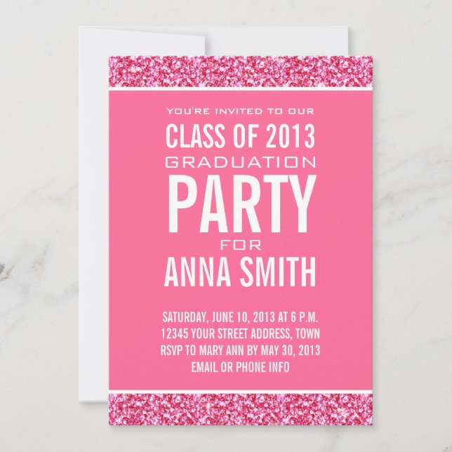 INVITATION CLASSE DE FILLE DE 2013| PARTIES SCINTILLANT ROSE (Devant)