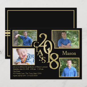 Invitation Classe de fin d'études 2018 de Quad Photo Black