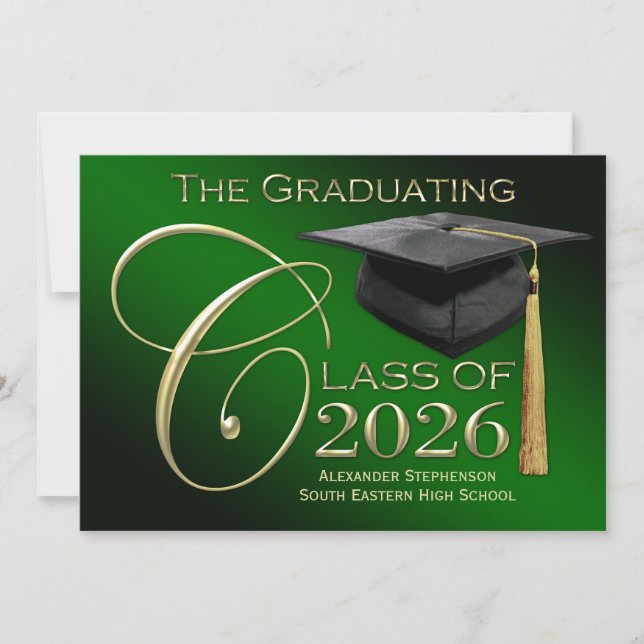 Invitation Classe de finesse de 2025 Green Graduation Faire-p (Devant)