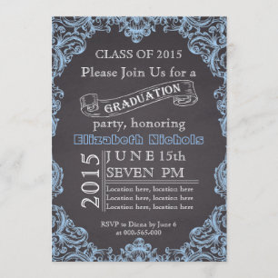 Invitation Classe de graduation bleu 2015