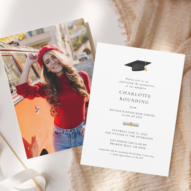 Invitation Classe de graduation photo moderne du Parti 2025 (Graduation 2025 Party Invitation Photo Card)