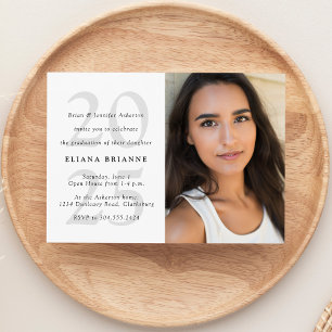 Invitation Classe de graduation photo noir blanc 2024 simple