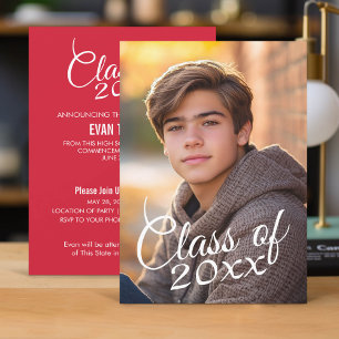 Invitation Classe de l'année Script avec Graduation Photo