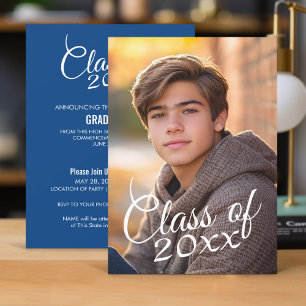 Invitation Classe de l'année Script avec Graduation Photo