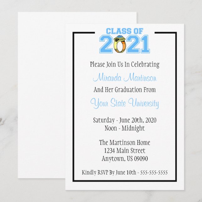 Invitation Classe De L'Invitation De Diplôme De 2021 (Cercle  (Devant / Derrière)
