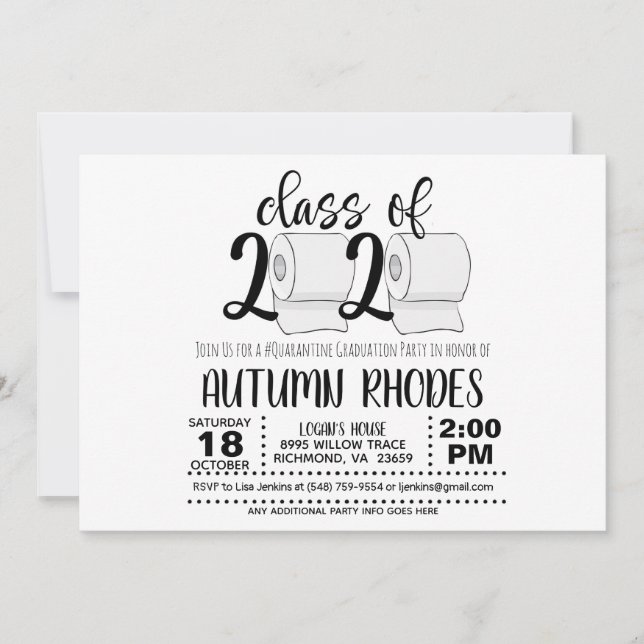 Invitation Classe de l'invitation de fin d'études de 2020 - F (Devant)