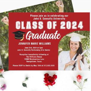 Invitation Classe de photo Red Graduate de 2025 Graduation Pa