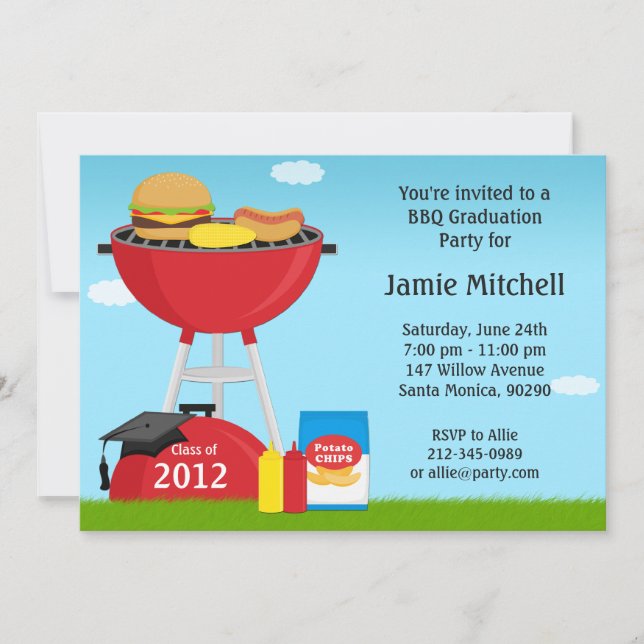 Invitation Classe d'invitation de partie de BBQ d'obtention (Devant)