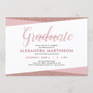 Invitation Classe d'obtention du diplôme pipe% rose de