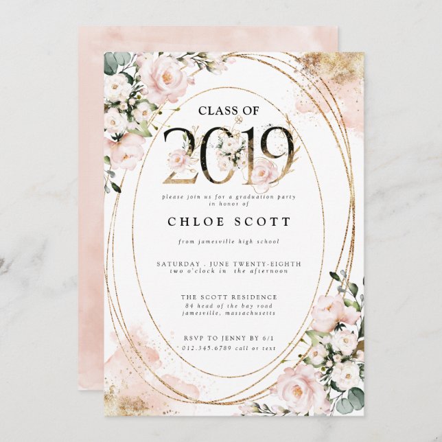 Invitation Classe d'or rose pâle 2019 (Devant / Derrière)