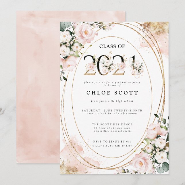 Invitation Classe d'or rose pâle 2021 (Devant / Derrière)