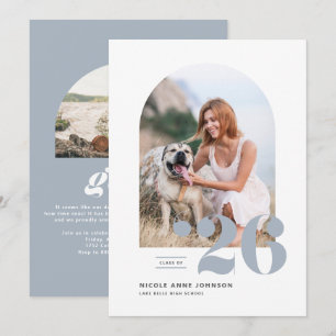 Invitation Classe Dusty Blue de 2025 Arch Photo Graduation