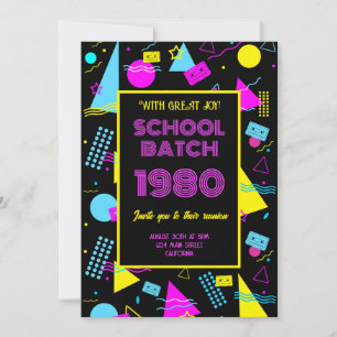 Invitation Classe école Réunion Retro Classic 80's Style