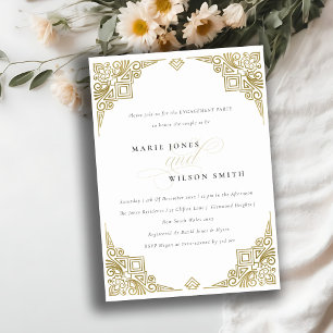 Invitation Classé Elegant Gold Art Déco Fiançailles