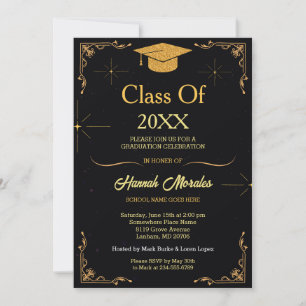 Invitation Classe élégante de 2024 Grad Casquette Grad Grad G