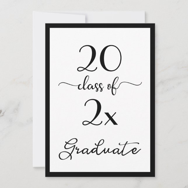 Invitation Classe Élégante De 2025 Black White Graduation Par (Devant)