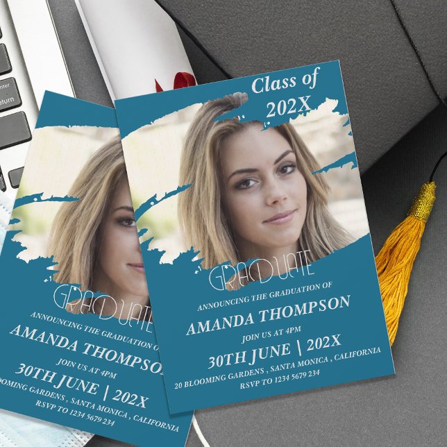 Invitation Classe Élégante De 2025 Grad Photo Party (Elegant Class Of 2026 Grad Photo Graduation Party Invitation)